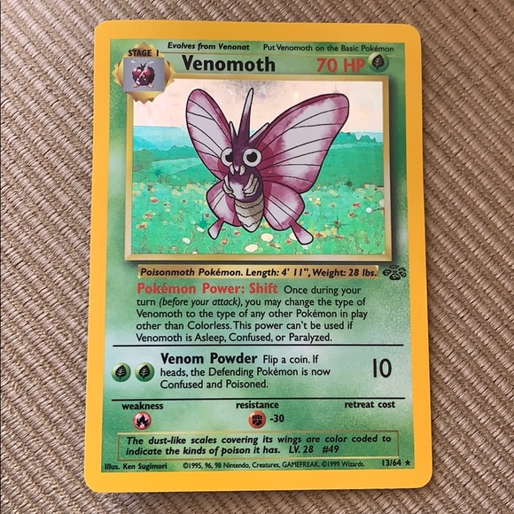1995 venomoth pokemon card value Light Venomoth